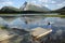 A tourist at Vermillion Lakes