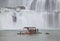 Tourist visit and charm Ban Gioc waterfall