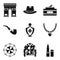 Tourist voyage icons set, simple style