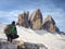 Tourist walk Drei Zinnen round tour.  Tre Cime di Lavaredo