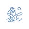 Tourist walk line icon concept. Tourist walk flat  vector symbol, sign, outline illustration.