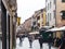 Tourist walk on street Via Roma in Padua