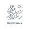 Tourist walk vector line icon, linear concept, outline sign, symbol