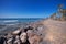 Tourist walking in Las Americas coastline on February 23, 2016 in Adeje, Tenerife, Spain.