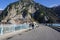 Tourist walking on the road at Kurobe dam