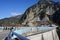 Tourist walking on the road at Kurobe dam