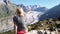 Tourist woman at Alpine Glacier