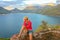 Tourist woman in Hout Bay