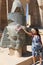 Tourist woman at Ramesseum temple in Luxor - Egypt