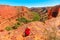 tourist woman sitting at Kings Canyon