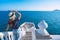 Tourist woman in white sun hat enjoying sea or ocean view in Balcon del Mediterraneo, Benidorm, Spain. Summer vacation.