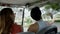 Tourist Women Riding On A Golf Cart, Taking Video On A Smartphone - medium shot