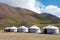 Tourist Yurt camp of Tulpar Kol Lake in Alay Valley, Osh, Kyrgyzstan