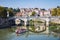 Touristic boat and Ponte Vittorio Emanuele II