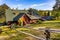 Touristic mountain hut Schronisko na Leskowcu at Gron Jana Pawla II peak in Little Beskids mountains in Lesser Poland