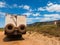 Touristic off-road truck in Jalapao State Park in Brazil, a preseved area in the Cerrado (brazilian savanna) landscape.