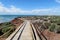 Touristic path in Punta Tomba coastal penguin park