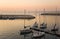 Touristic port of Giovinazzo at sunset.