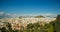 Touristic and travel concept of beautiful view from top hill to city panorama of Athens - capital of Greece with many small