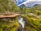 Touristic waterfall viewing platform at Gudbrandsjuvet