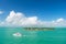 Touristic yachts floating by green island at Key West, Florida