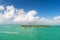 Touristic yachts floating near green island at Key West, Florida