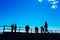 Tourists admire landscape from the top of Mottarone, Stresa, Italy