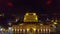 Tourists admiring beautiful light performance of musical fountains in Yerevan