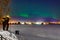 Tourists admiring the Northen Lights in Lapland, Finland