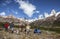 Tourists admiring scenic view of Mount Fitz Roy, one of the most beautiful places in Patagonia, Argentina.