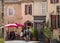 Tourists in alley with souvenir shops in the medieval village Gordes, Vaucluse, Provence-Alpes-CÃ´te d`Azur, Provence,