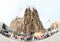 Tourists around basilica Sagrada Familia