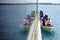 Tourists arrive to resort on one of the Yasawa islands Fiji