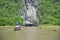 Tourists asia traveling in boat along nature the river