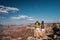 Tourists with backpack hiking at Grand Canyon