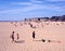 Tourists on Barmouth beach.