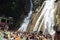 Tourists bathing at Kempty Falls, Mussoorie, India