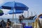 Tourists bathing on a summer day at Laranjeiras beach, Balneario de Camboriu, Santa Catarina Brazil - February 02, 2019.