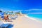 Tourists at the beach of Varadero in Cuba