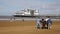 Tourists on the beach West Country holiday resort of Weston-super-Mare last weekend of summer holidays