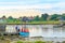 Tourists boarding the rowing boat operating across the River Blyth from Southwold to Walberswick in the county Suffolk of the UK