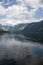 Tourists by boat on Lake Hallstattersee