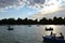 Tourists Boating at The Buen Retiro Park Lake in Madrid, Spain