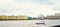 Tourists boating on the river in St. Petersburg. Panoramic view