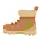 Tourists boots for comfort travel and hiking in modern flat style without outline. Attribute of traveller and tourist