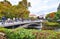 Tourists at the bridge of Lithaios river Trikala Greece