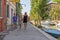 Tourists on Burano island, near Venice, Italy.