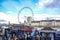 Tourists buying cruise tickets at Westminster pier by River Thames in  London