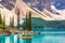 Tourists Canoeing on Lake Moraine, Banff