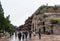 Tourists and caves at Datong Yungang Grottoes